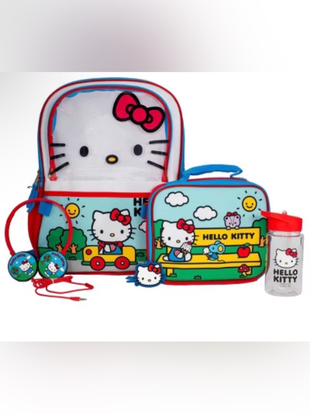 Hello Kitty Blue, Red & White Backpack and Lunchbox Set